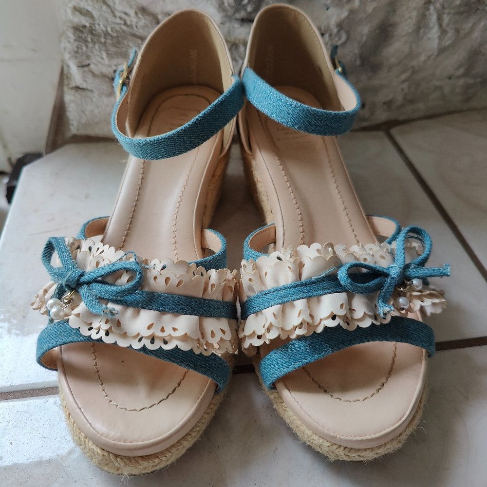 LaGrace Mart Platform Strapped Wedges Sandals Tokyo Fashion Japanese Blue Cute